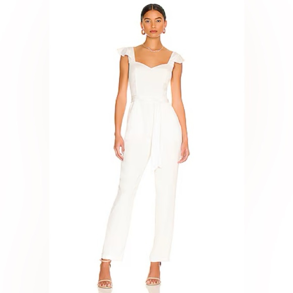 MORE TO COME Gloria Flutter Jumpsuit in White